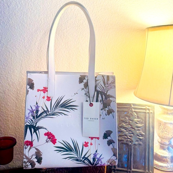 NEW Ted Baker The Icon Small Tote Bag Off White Floral - Picture 1 of 16